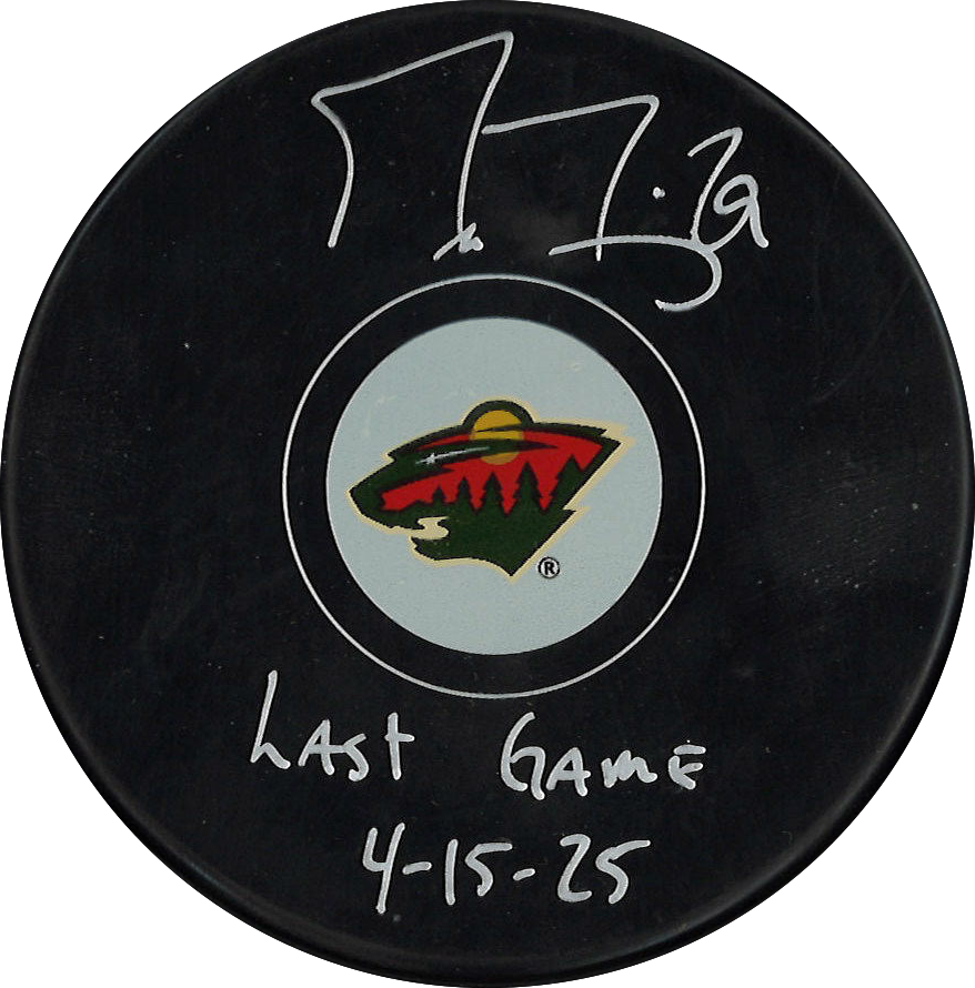 Marc-Andre Fleury autographed Minnesota Wild puck with inscription