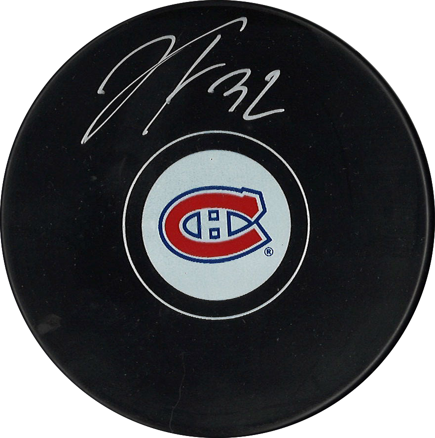 Jacob Fowler autographed Montreal Canadiens puck