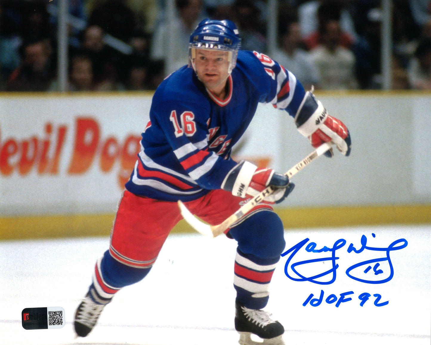 Marcel Dionne Autographed 8x10 Photo New York Rangers HOF 1992
