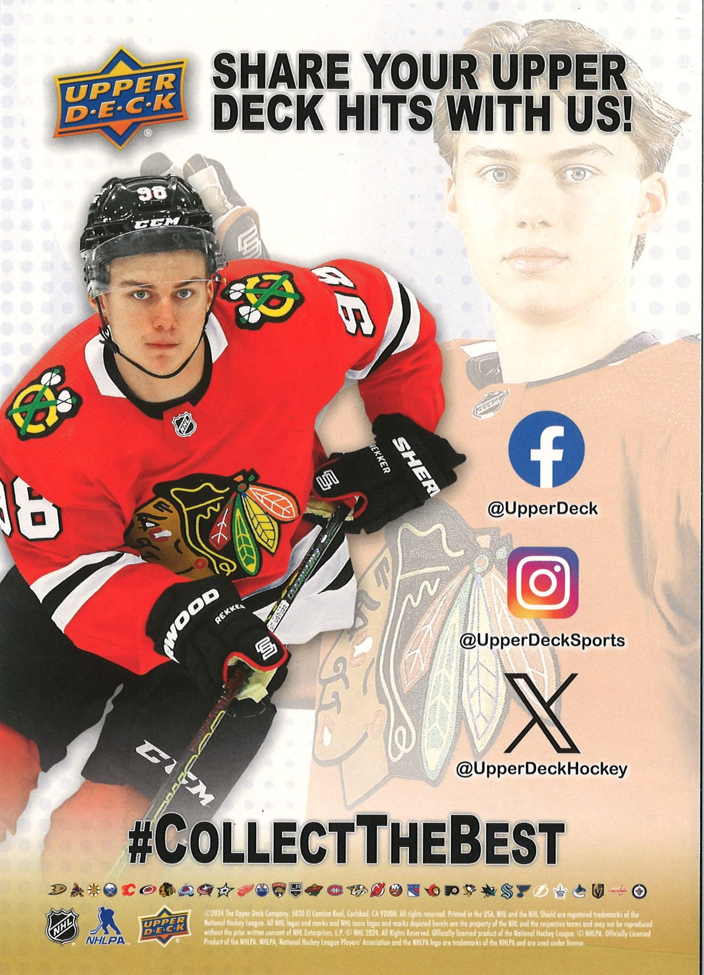 Connor Bédard carte Upper Deck 5x7 Blackhawks de Chicago