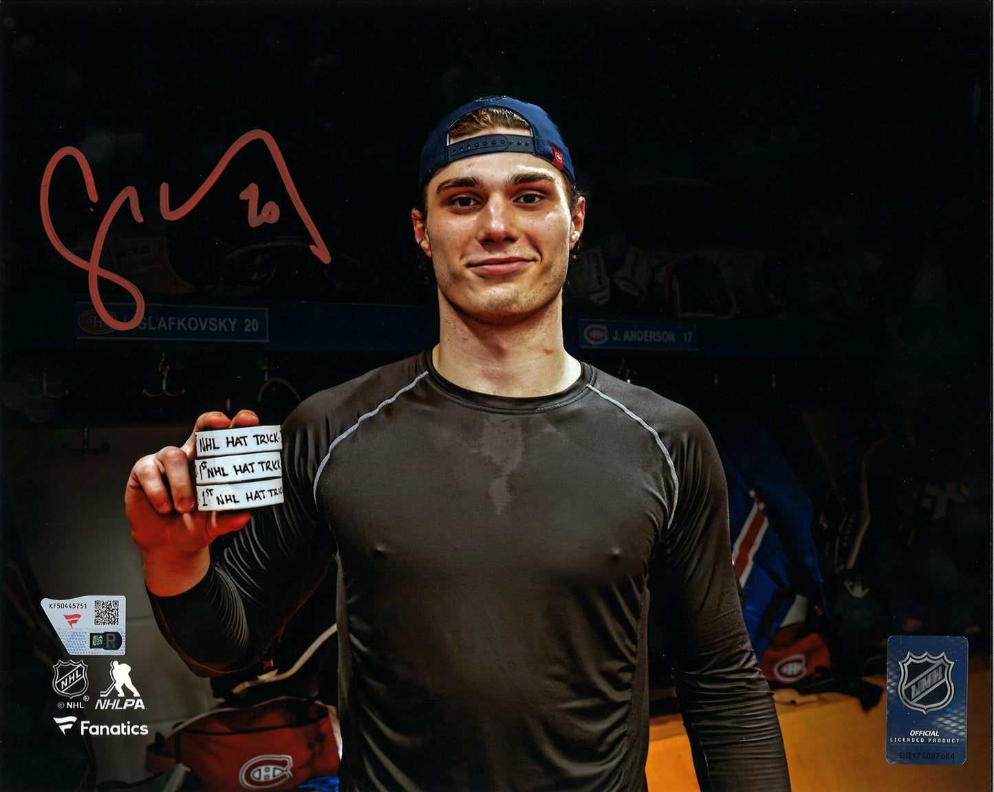 Juraj Slafkovsky photo 8x10 autographiée " HAT TRICK " Canadiens de Montréal