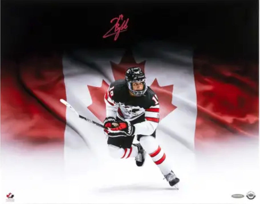 Quinton Byfield UDA Certified Autographed 16x20 Team Canada Jersey
