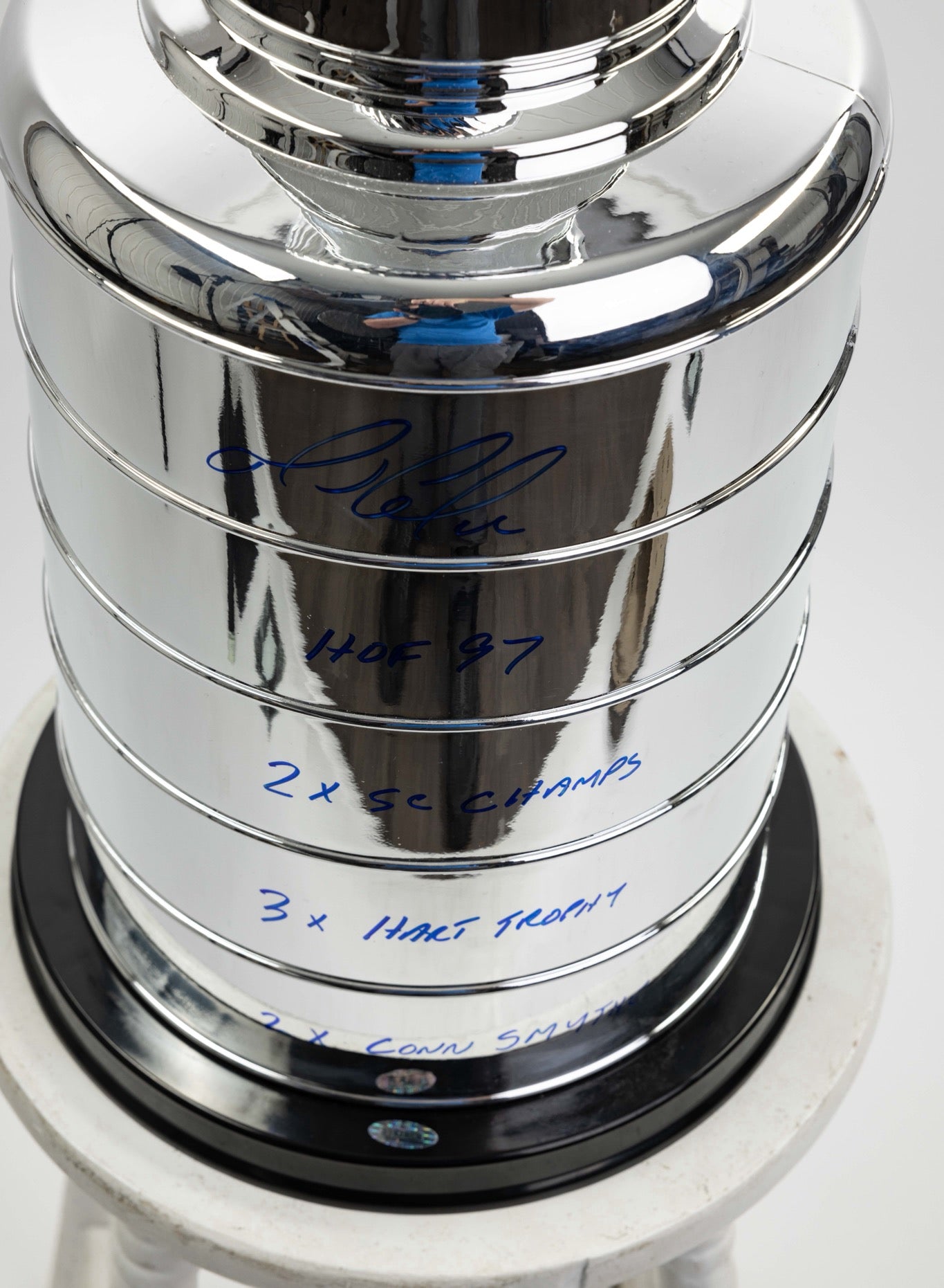 Mario Lemieux coupe Stanley 25" autographiée avec plusieurs inscriptions