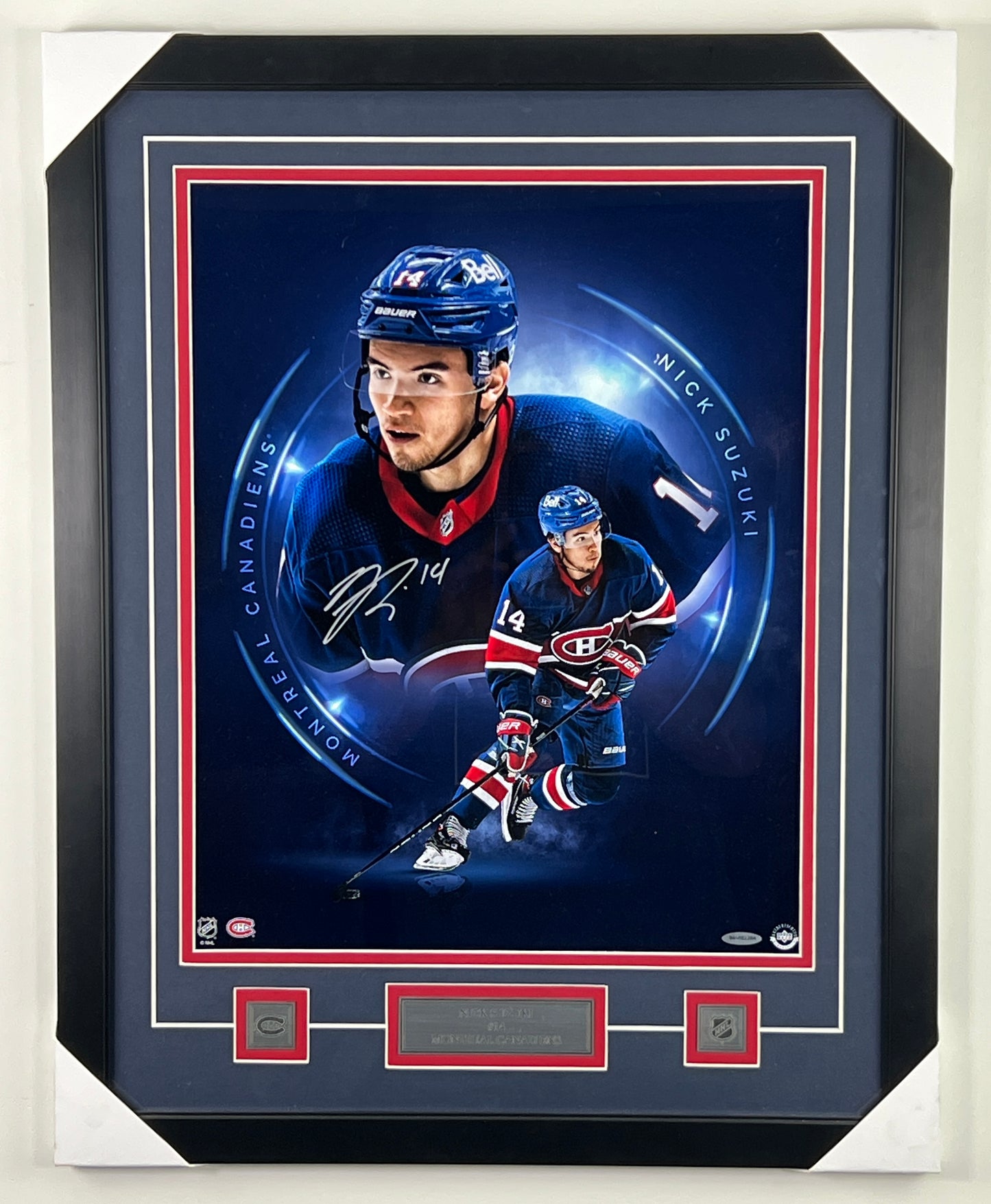 Nick Suzuki photo 16x20 autographiée et encadrée Upper Deck Authenticated (Canadiens de Montréal)