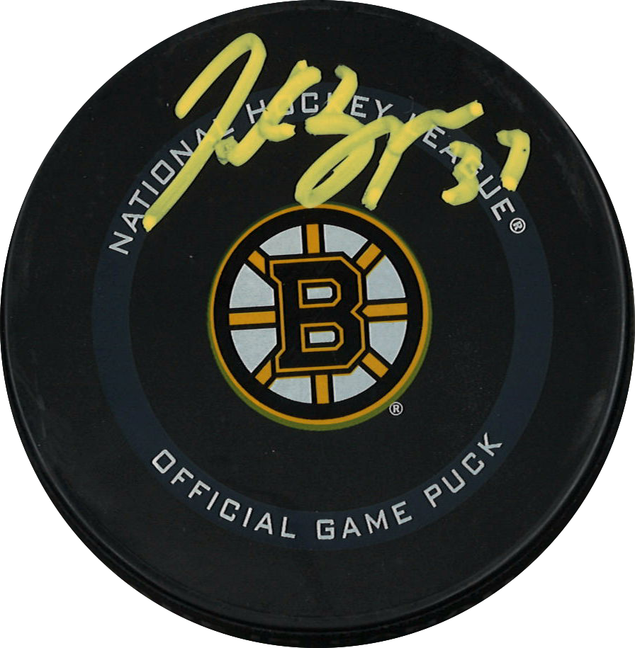 Patrice Bergeron rondelle officielle NHL autographiée Bruins de Boston