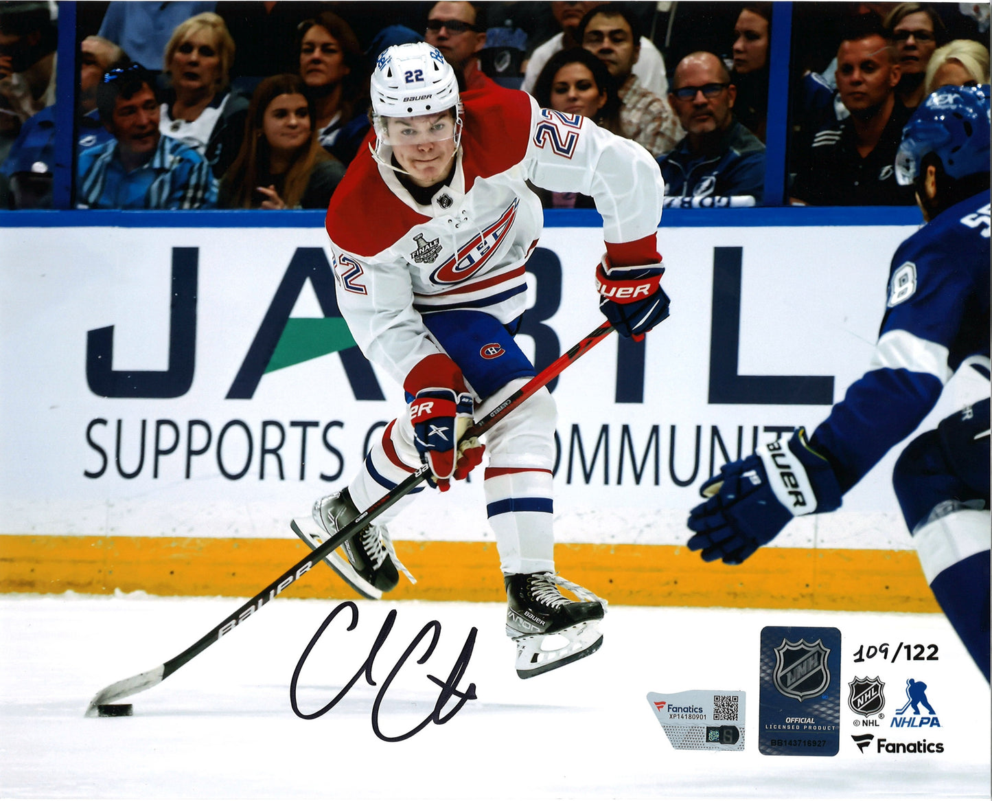 Cole Caufield 8x10 autographed #/122 Montreal Canadiens - white jersey