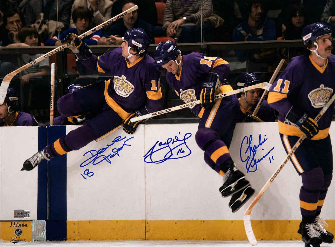 Marcel Dionne - Charlie Simmer - Dave Taylor photo 16x20 autographiée Kings de Los Angeles