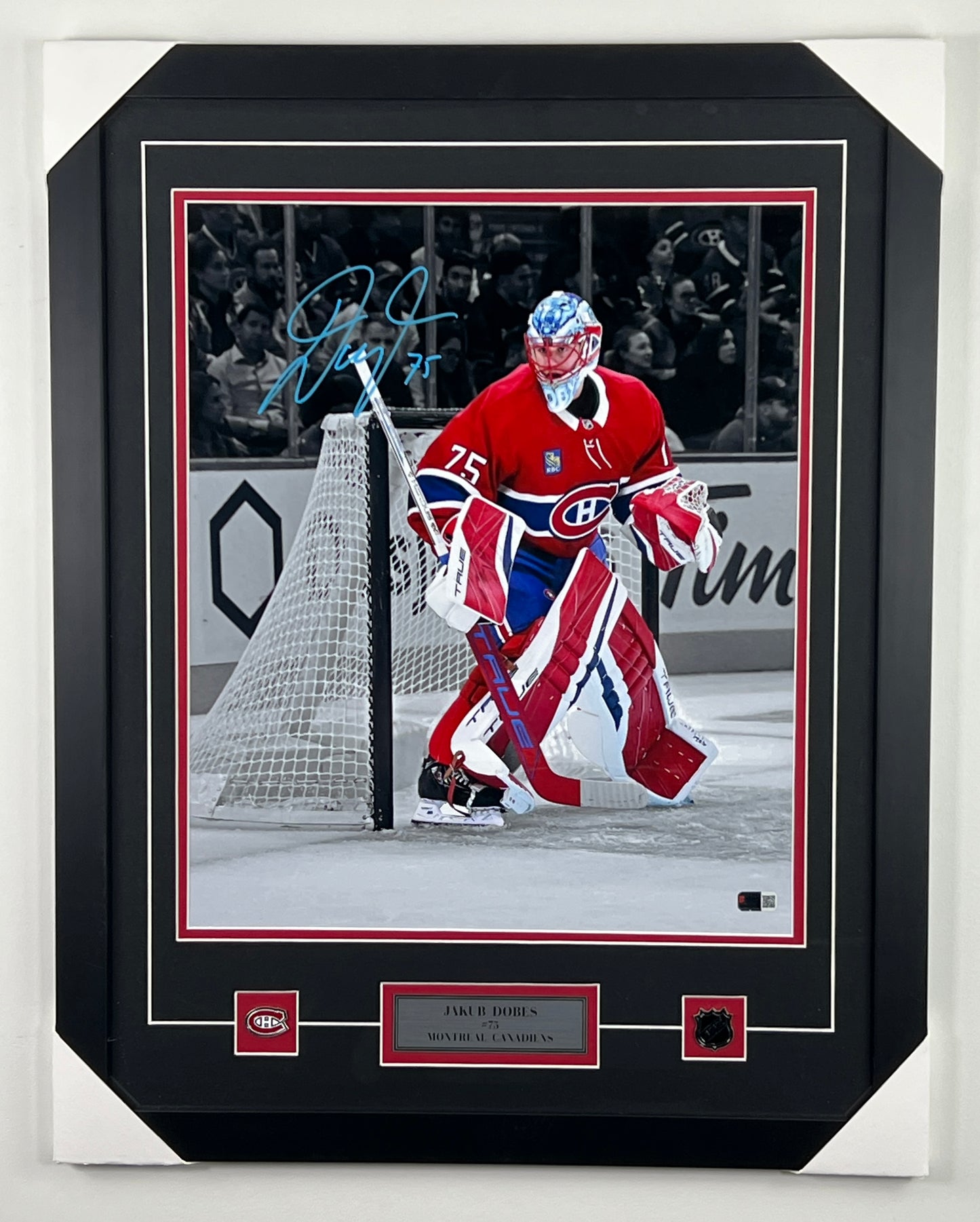 Jakub Dobes photo 16x20 autographiée et encadrée des Canadiens de Montréal