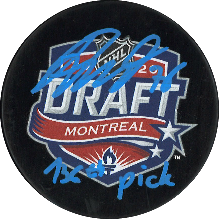 Jakub Dobes rondelle DRAFT autographiée avec inscription - Canadiens de Montréal
