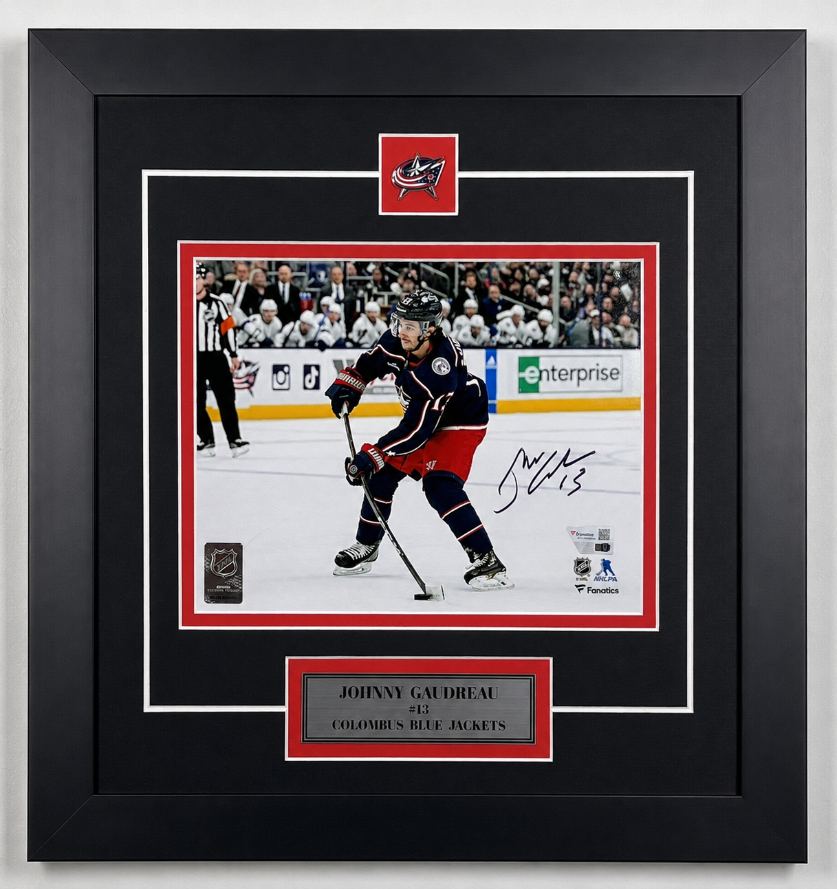 Johnny Gaudreau 8x10 Autographed blue jersey- Columbus Blue Jackets