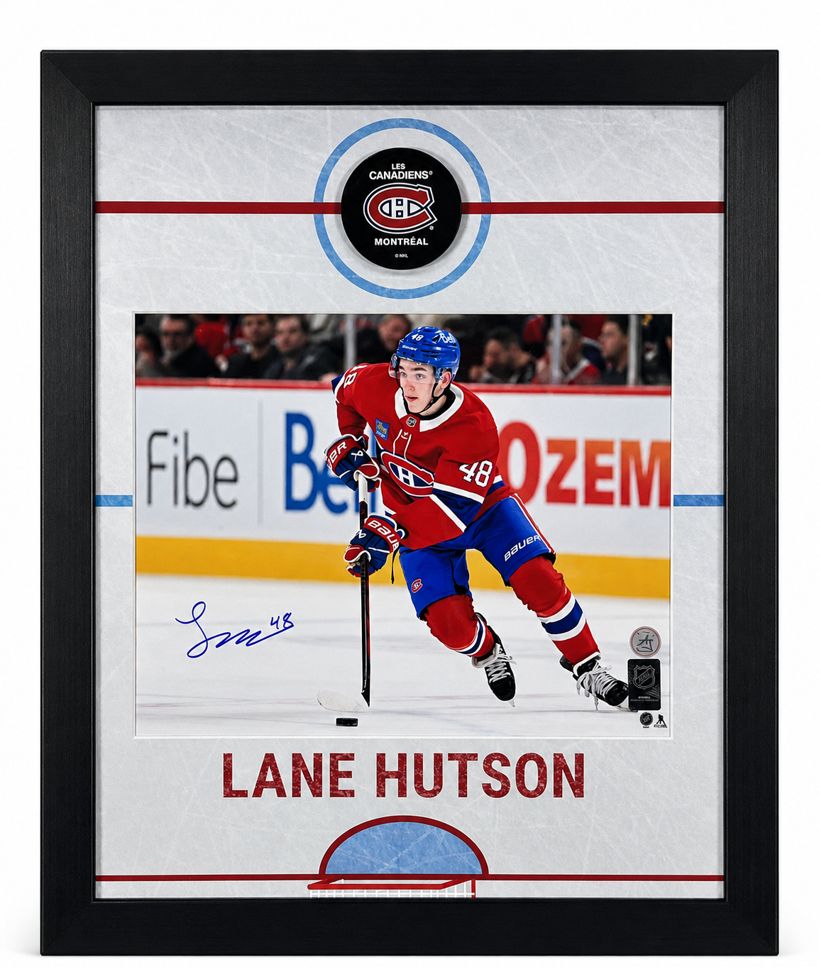 Lane Hutson framed 11x14 photo of the Montreal Canadiens