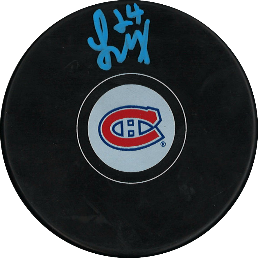 Logan Mailloux rondelle autographiée Canadiens de Montréal (bleu)