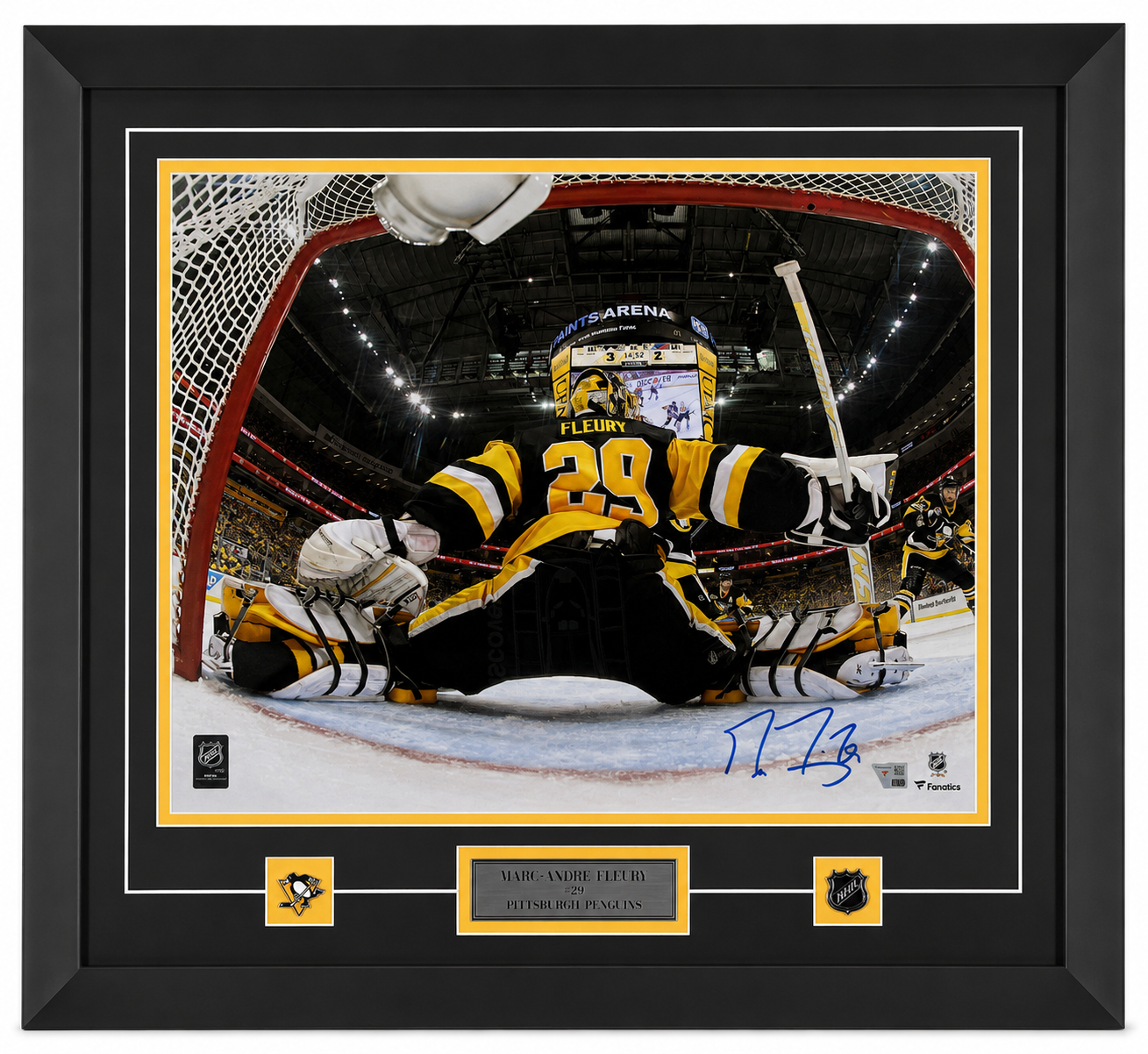 Marc-Andre Fleury photo 16x20 encadrée NETCAM des Penguins de Pittsburgh