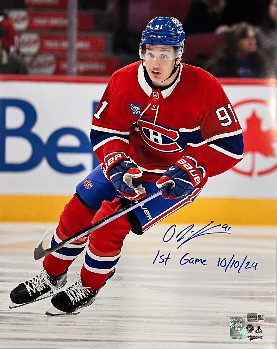 Oliver Kapanen autographed photo 16x20 Montreal Canadiens inscribed 1st Game 10/10/24