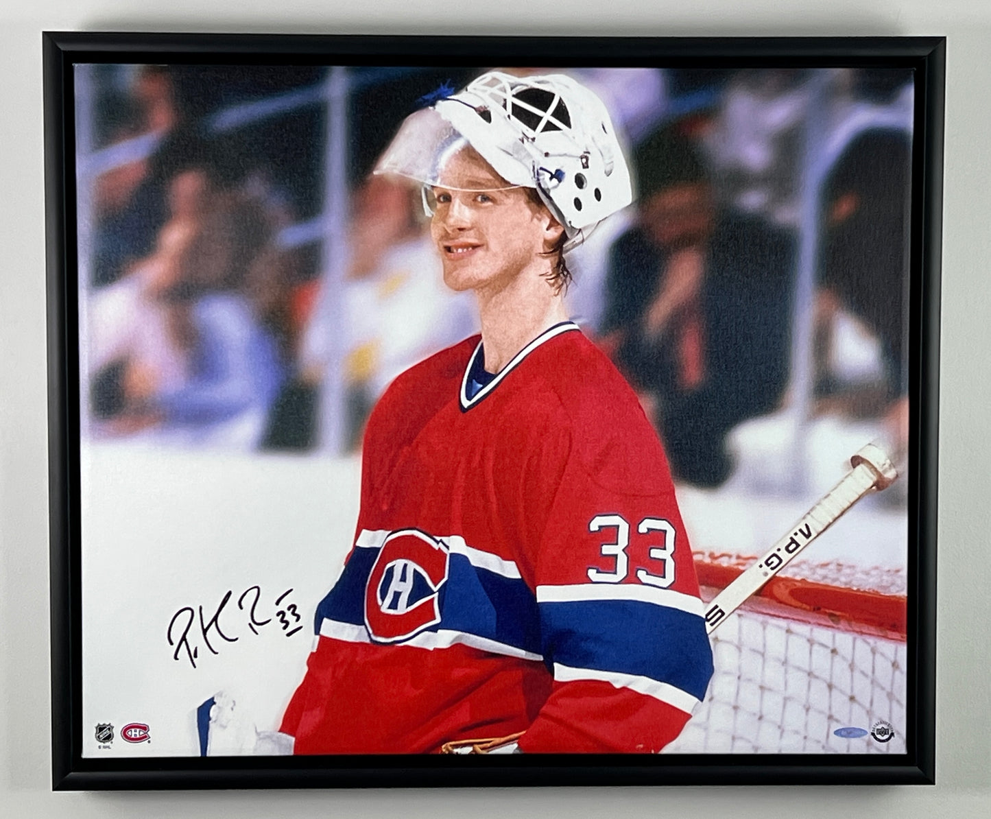 Patrick Roy canvas on wood frame autographed (Upper Deck Authenticated)