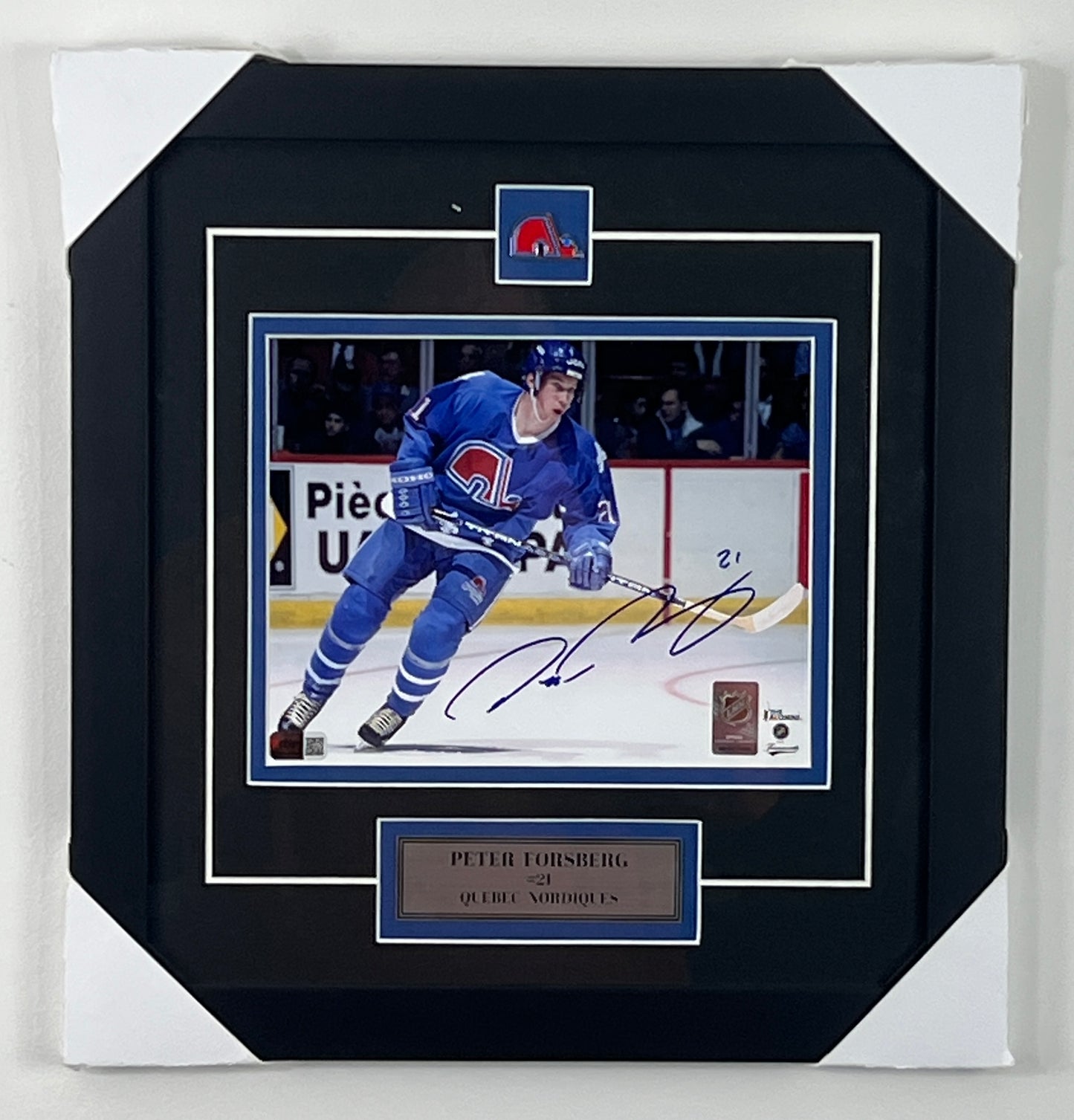 Peter Forsberg framed and autographed 8x10 photo of the Quebec Nordiques