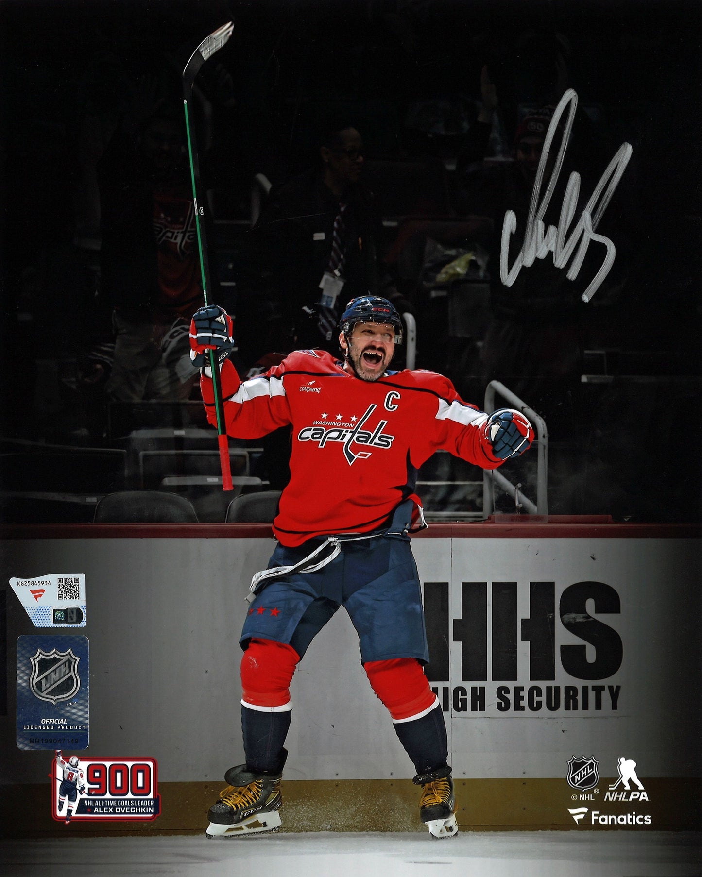 Alexander Ovechkin photo 8x10 autographiée et certifiée Fanatics