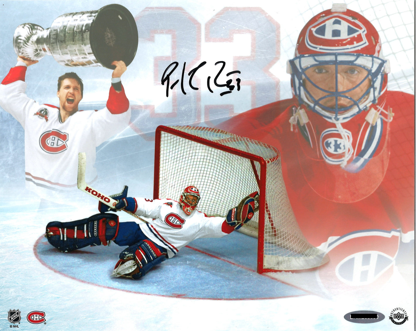 Patrick Roy photo 8x10 autographiée Upper Deck Authenticated Image Curve Display