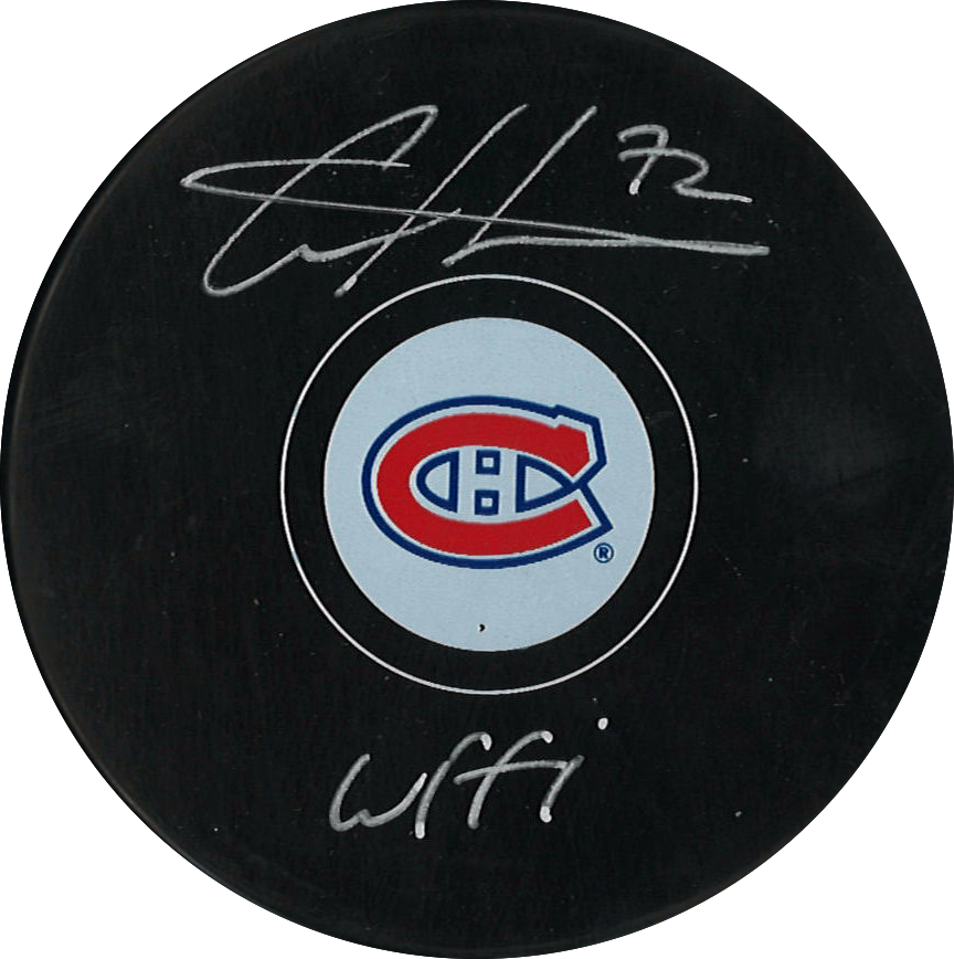 Arber Xhekaj Autographed Puck (3) Montreal Canadiens with Inscription