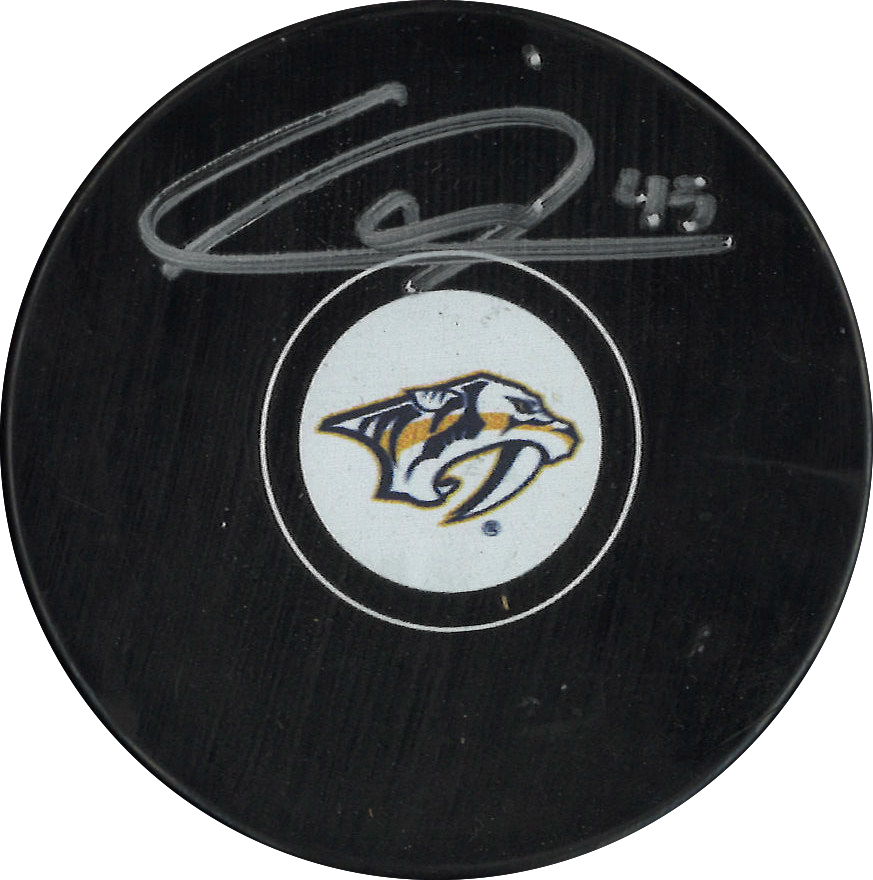 Alexandre Carrier rondelle autographiée des Prédateurs de Nashville