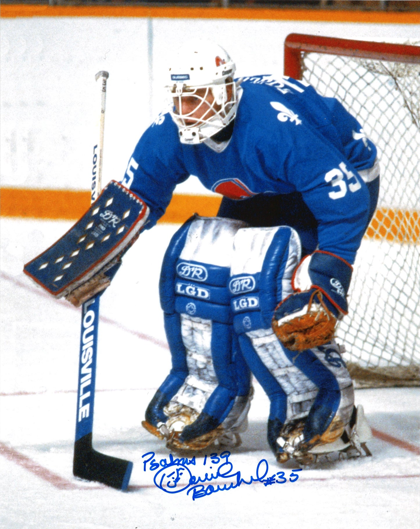 Daniel Bouchard photo 8x10 autographiée avec une inscription Nordiques de Québec