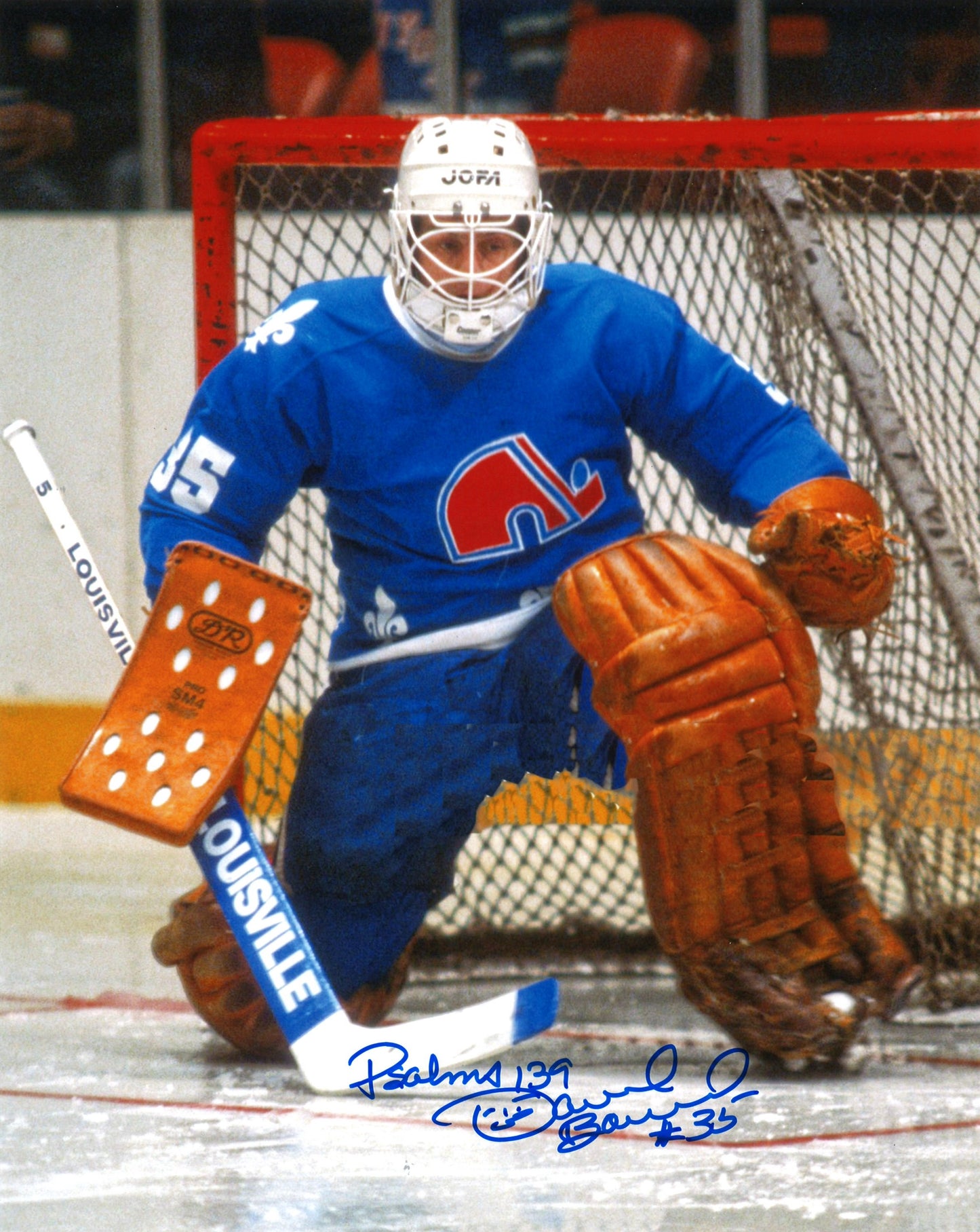 Daniel Bouchard photo 8x10 autographiée avec une inscription Nordiques de Québec