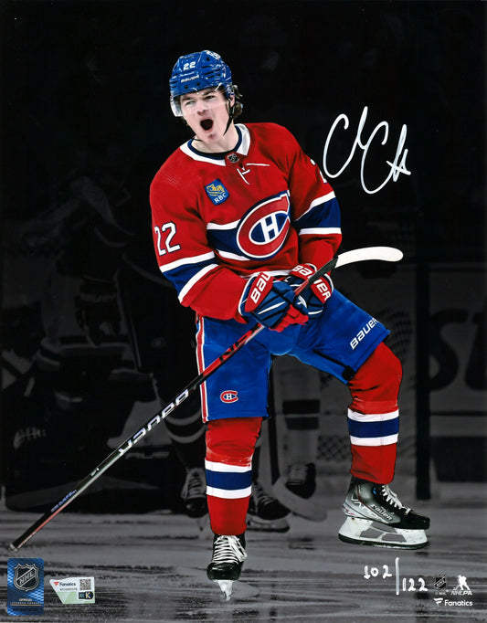 Cole Caufield photo 11x14 autographiée Célébration Canadiens de Montréal #/122