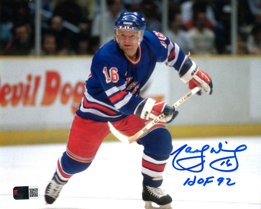 Marcel Dionne photo 8x10 autographiée des Rangers de New-York HOF 1992