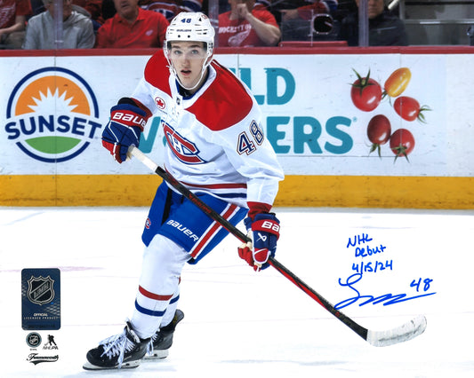 Lane Hutson photo 8x10 autographiée Canadiens de Montréal avec inscription - Action3