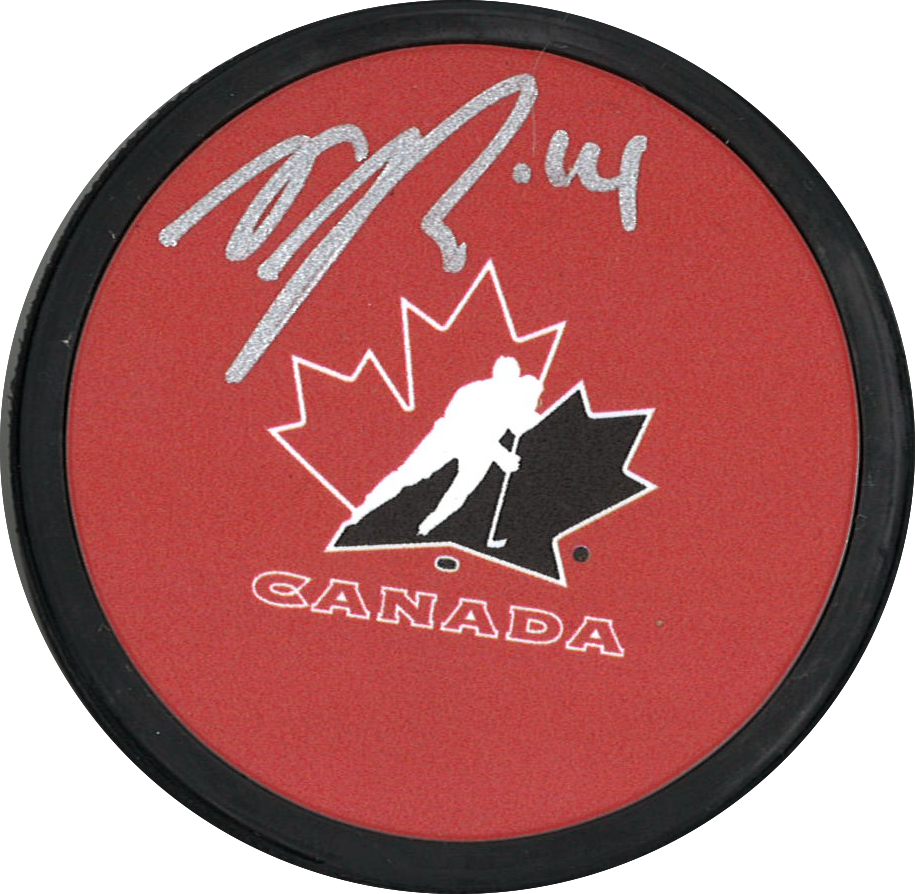 Nick Suzuki Autographed Puck Team Canada Upper Deck Authenticated