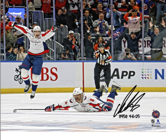 Alexander Ovechkin photo 16x20 autographiée de son 895ième but avec inscription