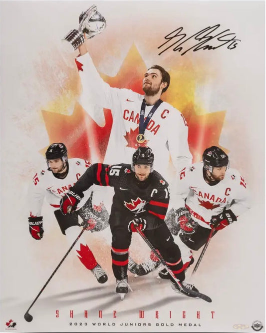 Shane Wright photo 16x20 autographiée Team Canada Gold Medal UDA