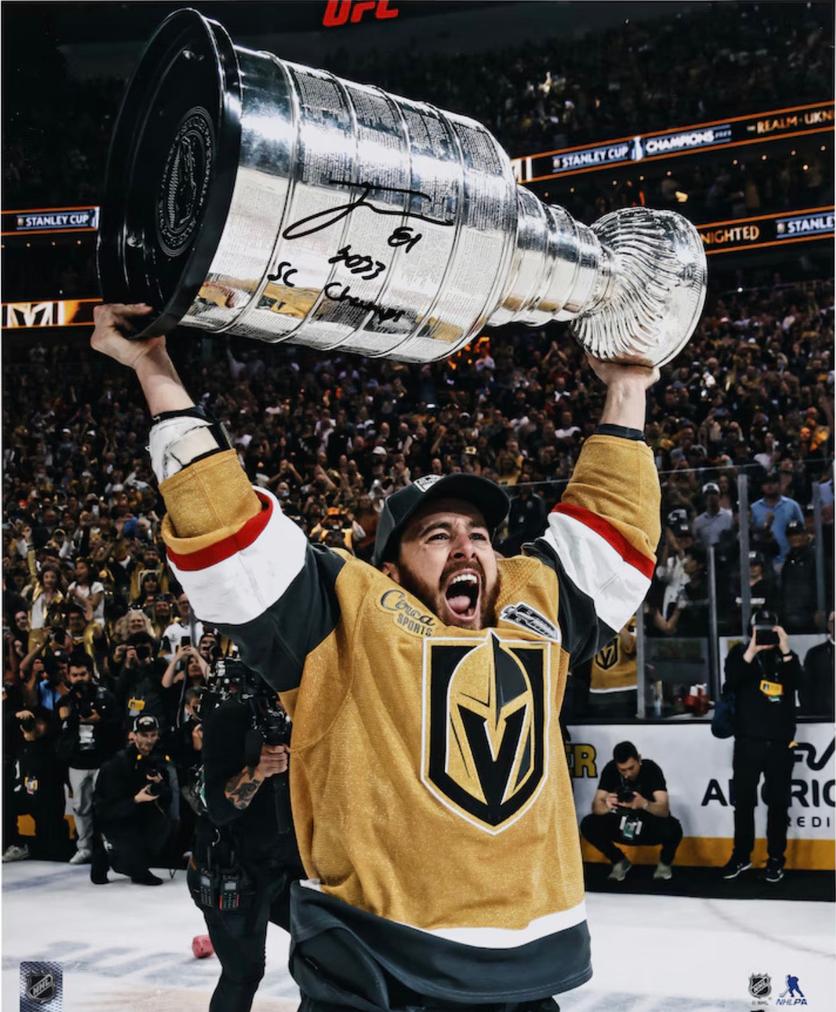 Jonathan Marchessault photo 16x20 Golden Knight de Las Vegas avec la Coupe Stanley