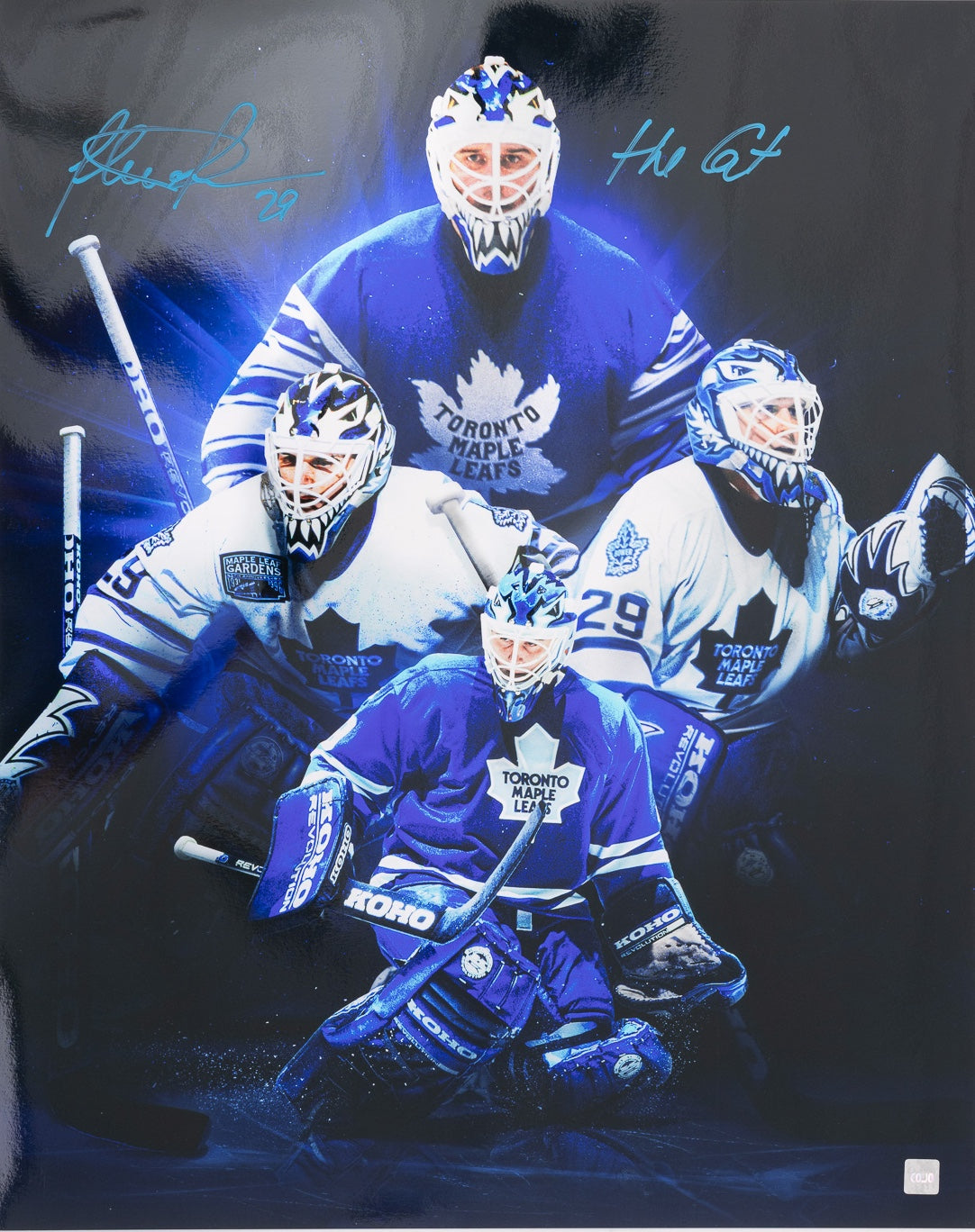 Félix "The Cat" Potvin photo 16x20 autographiée avec inscription "The Cat" Maple Leafs de Toronto