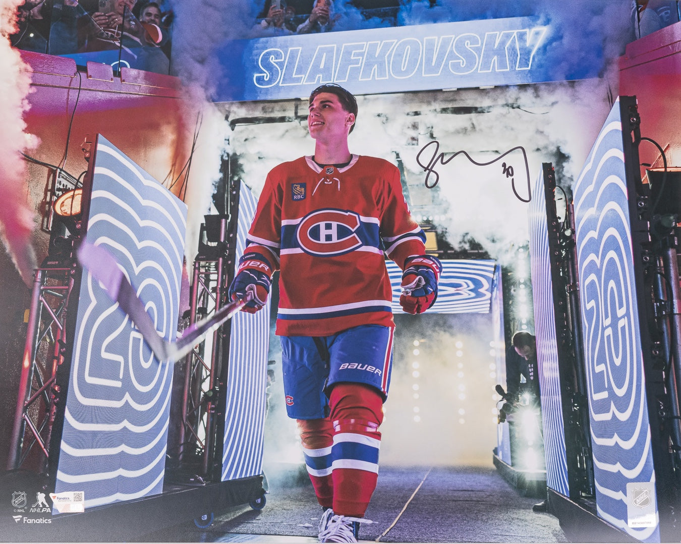 Juraj Slafkovsky photo 16x20 autographiée Premier Match présentation des joueurs Canadiens de Montréal