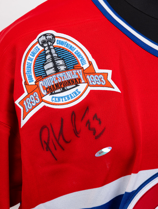 Patrick Roy gilet 92-93 autographié Mitchell & Ness avec patch 100ième anniversaire NHL Canadiens de Montréal