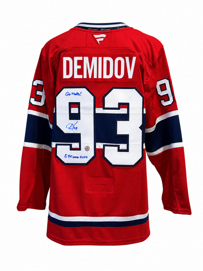 Ivan Demidov gilet Fanatics PREMIUM du Canadiens de Montréal autographié avec 2 inscriptions