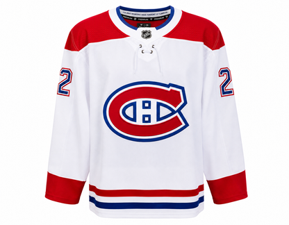 Cole Caufield RARE autographed ADIDAS #22 Montreal Canadiens white jersey 
