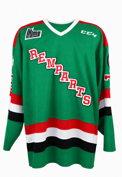 Jeremy Langlois autographed Quebec Remparts game-used jersey (Quebec ACES game)