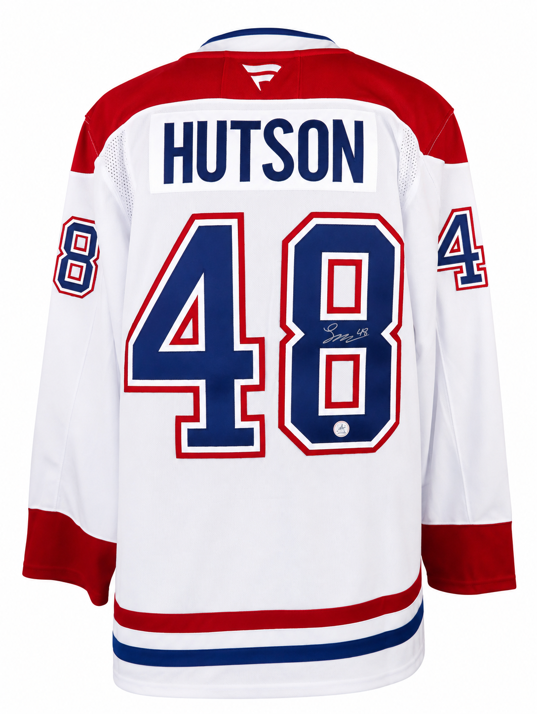 Lane Hutson Montreal Canadiens Autographed FANATICS Premium WHITE jersey
