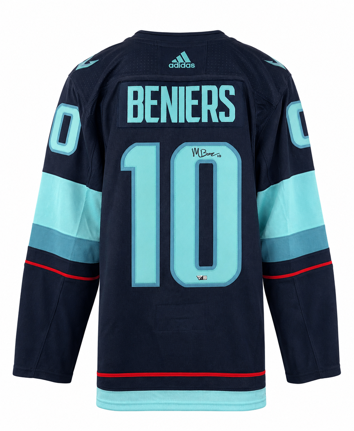 Matty Beniers autographed and certified Seattle Kraken Fanatics Premium jersey with Inaugural Season patch
