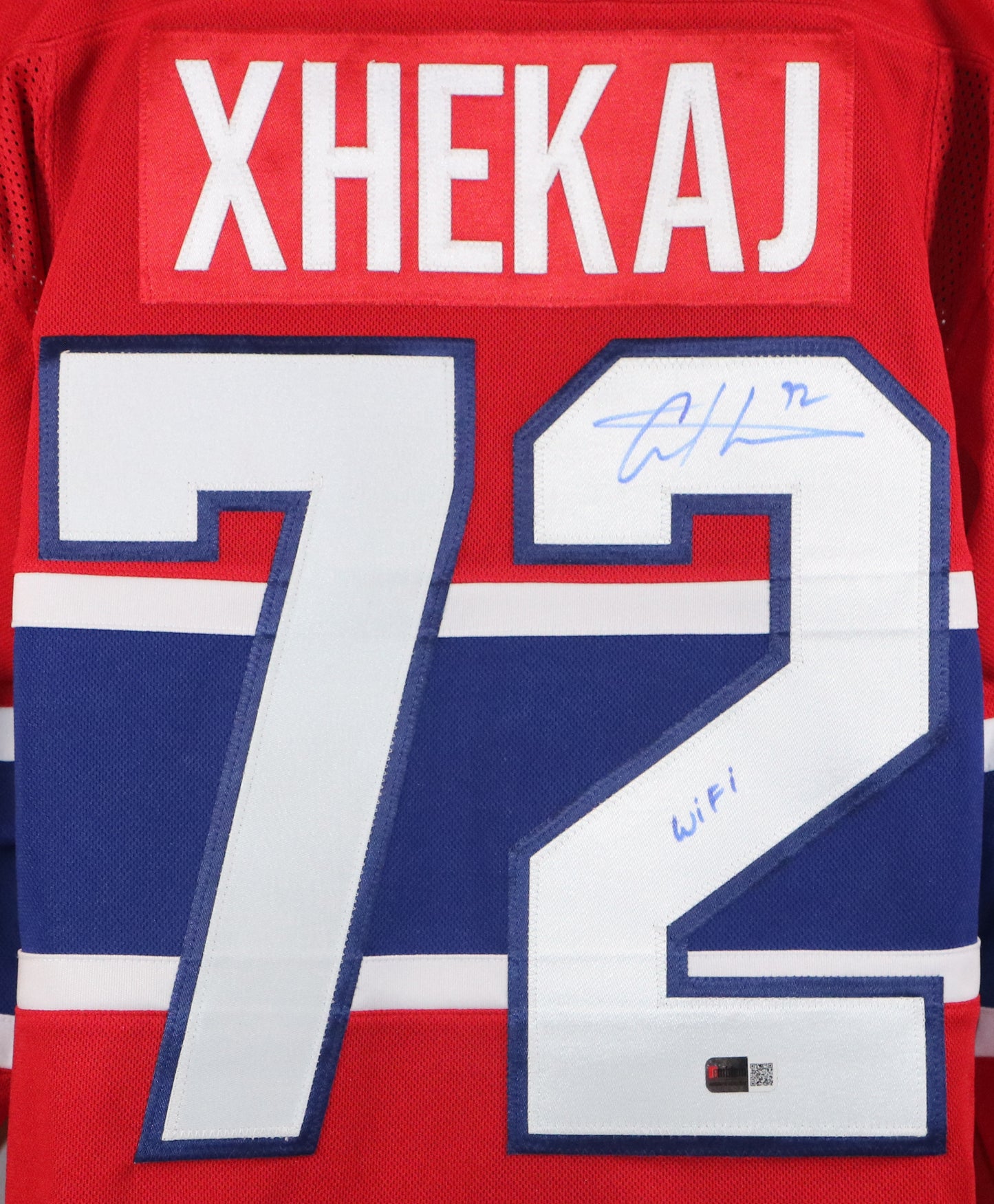 Arber Xhekaj gilet Fanatics Premium autographié des Canadiens de Montréal avec inscription