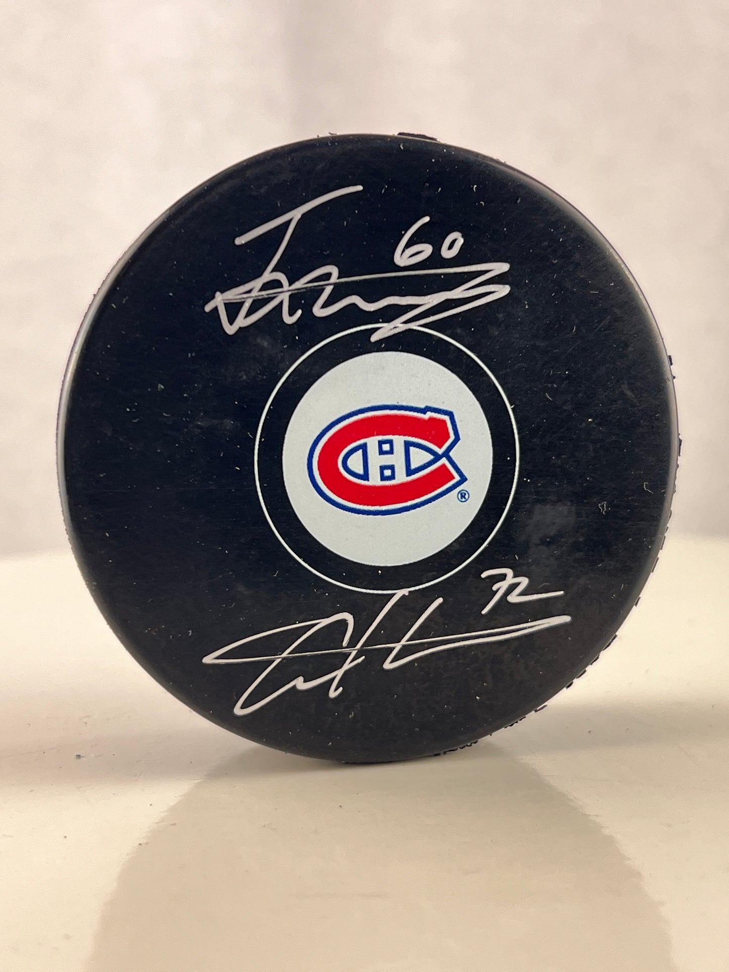 Frère Arber et Florian Xhekaj rondelle autographié Canadiens de Montréal