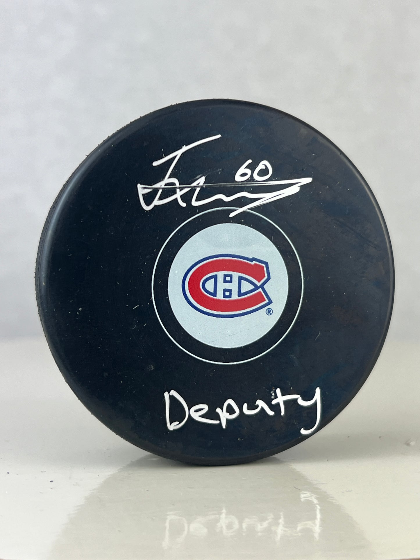 Florian Xhekaj rondelle autographiée (1) Canadiens de Montréal avec inscription DEPUTY