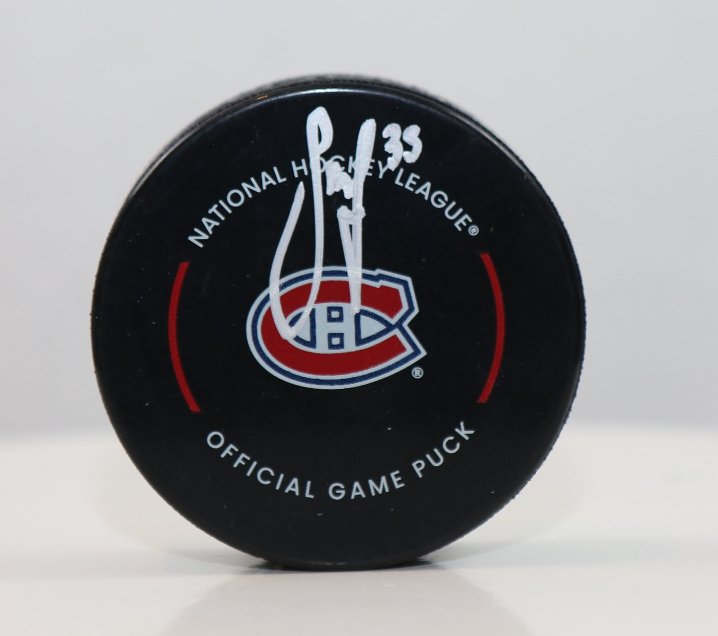 Samuel Montembeault rondelle officielle NHL autographiée des Canadiens de Montréal