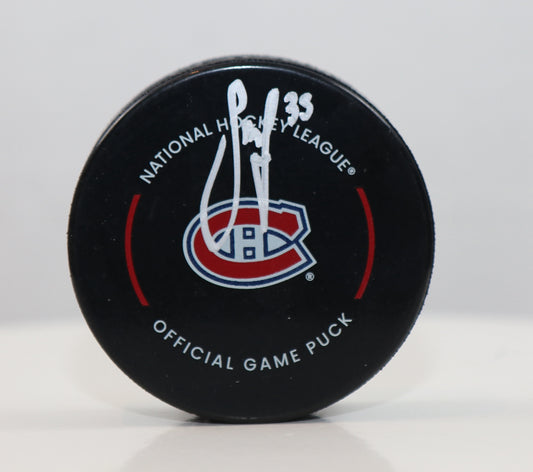 Samuel Montembeault rondelle officielle NHL autographiée des Canadiens de Montréal