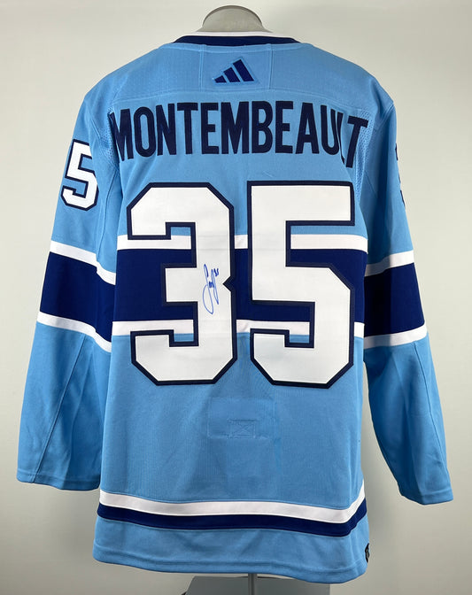 Samuel Montembeault gilet Adidas Reverse Retro 2.0 autographié