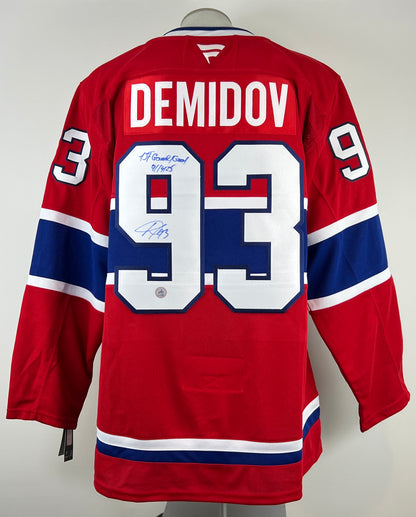 Ivan Demidov gilet Fanatic Premium autographié et certifié avec inscription 1ST NHL GOAL 4/14/25