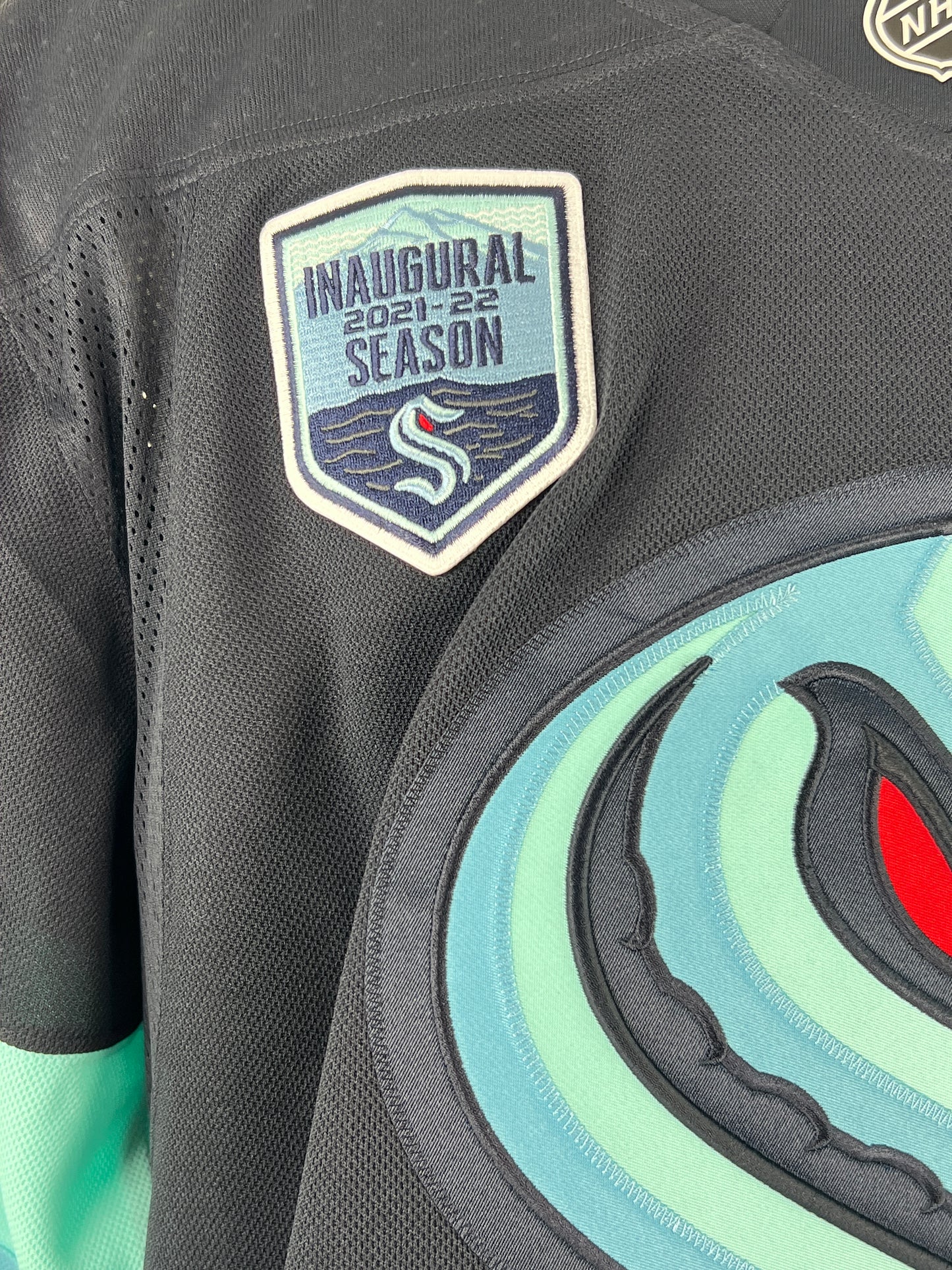 Matty Beniers autographed and certified Seattle Kraken Fanatics Premium jersey with Inaugural Season patch