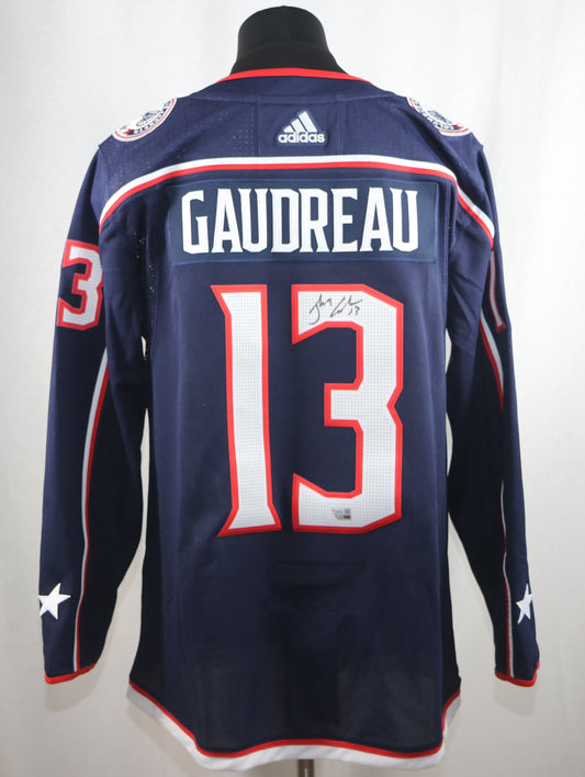 Johnny Gaudreau gilet autographié des Blue Jackets de Columbus